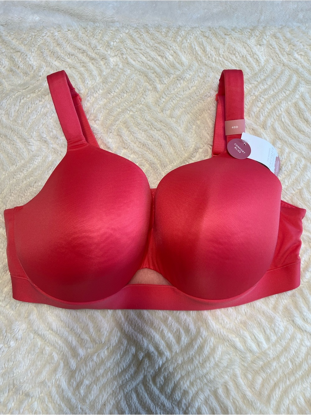 Cacique Comfort Bliss Bra 40D Red Pink Lightly Lined Full Coverage NWT